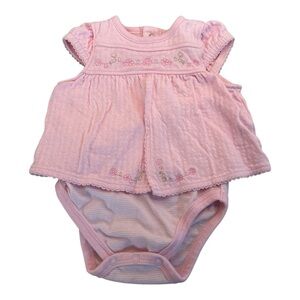 Vintage First Momenets Layette Pink Embroidered Floral Baby Onesie